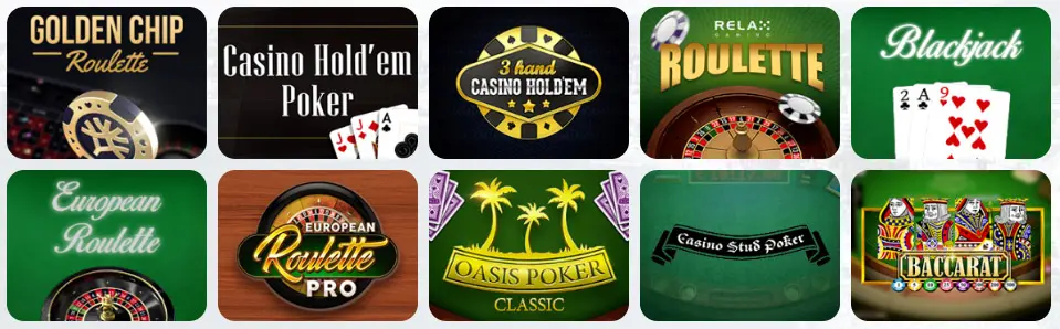 Jeux de table au BRUTAL CASINO